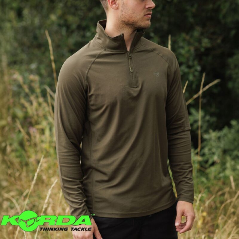 Korda Kool UPF Zip Dark Olive Long Sleeve Jersey