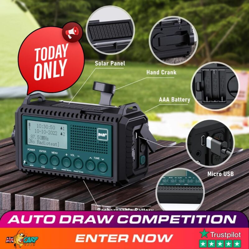 Carpy Green DAB Radio With 5 Ways To Charge! (Auto Draw)